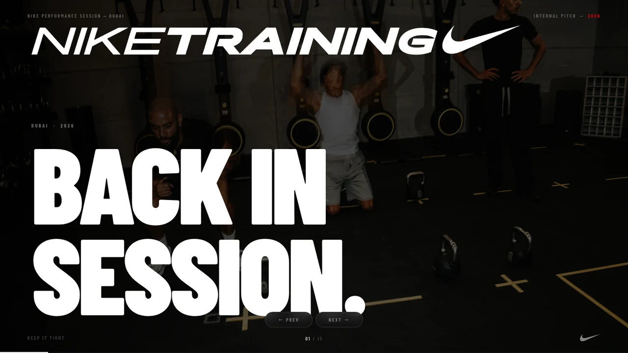 Nike Performance Session live website intro