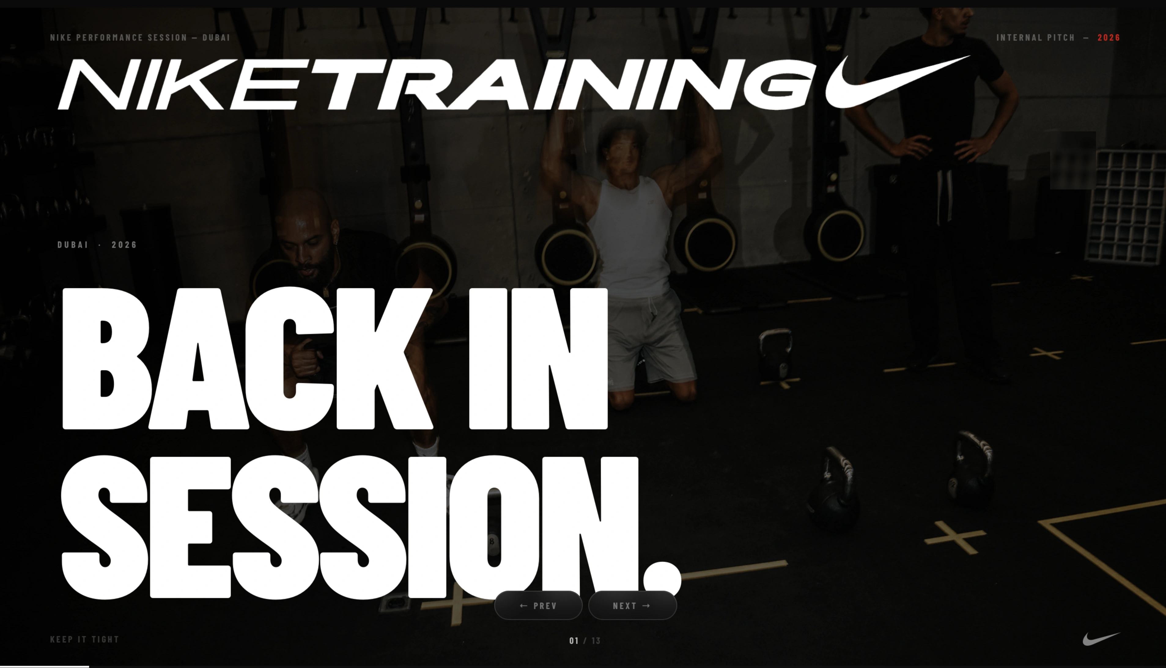 Nike Training Back In Session pitch deck cover